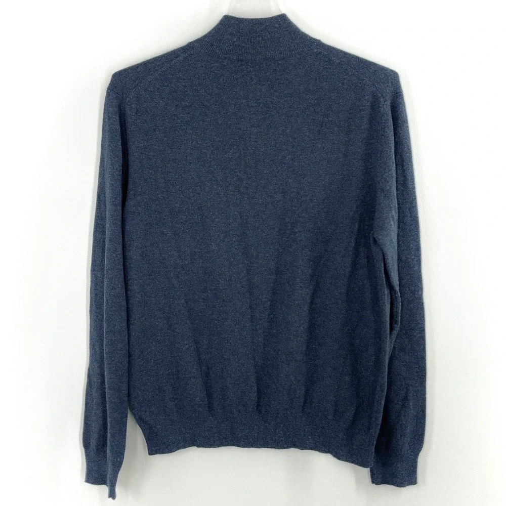 NEW Lorenzo Uomo 1/4 Zip Sweater Men's XL Merino Wool Cashmere Blend Blue NWT - Picture 8 of 9